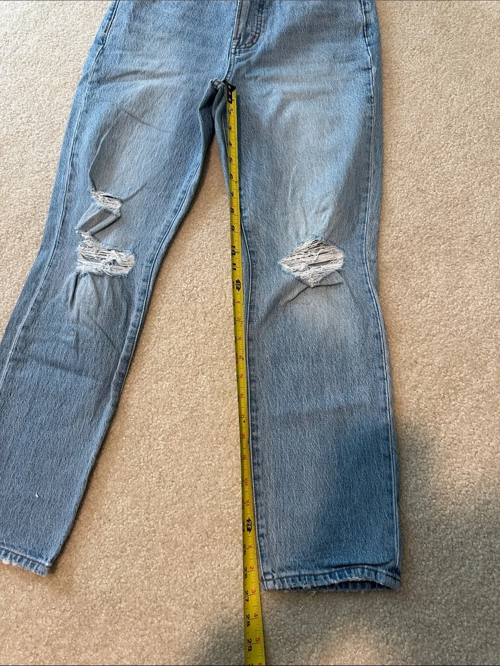 Madewell Light Blue Distressed Straight Leg Jeans